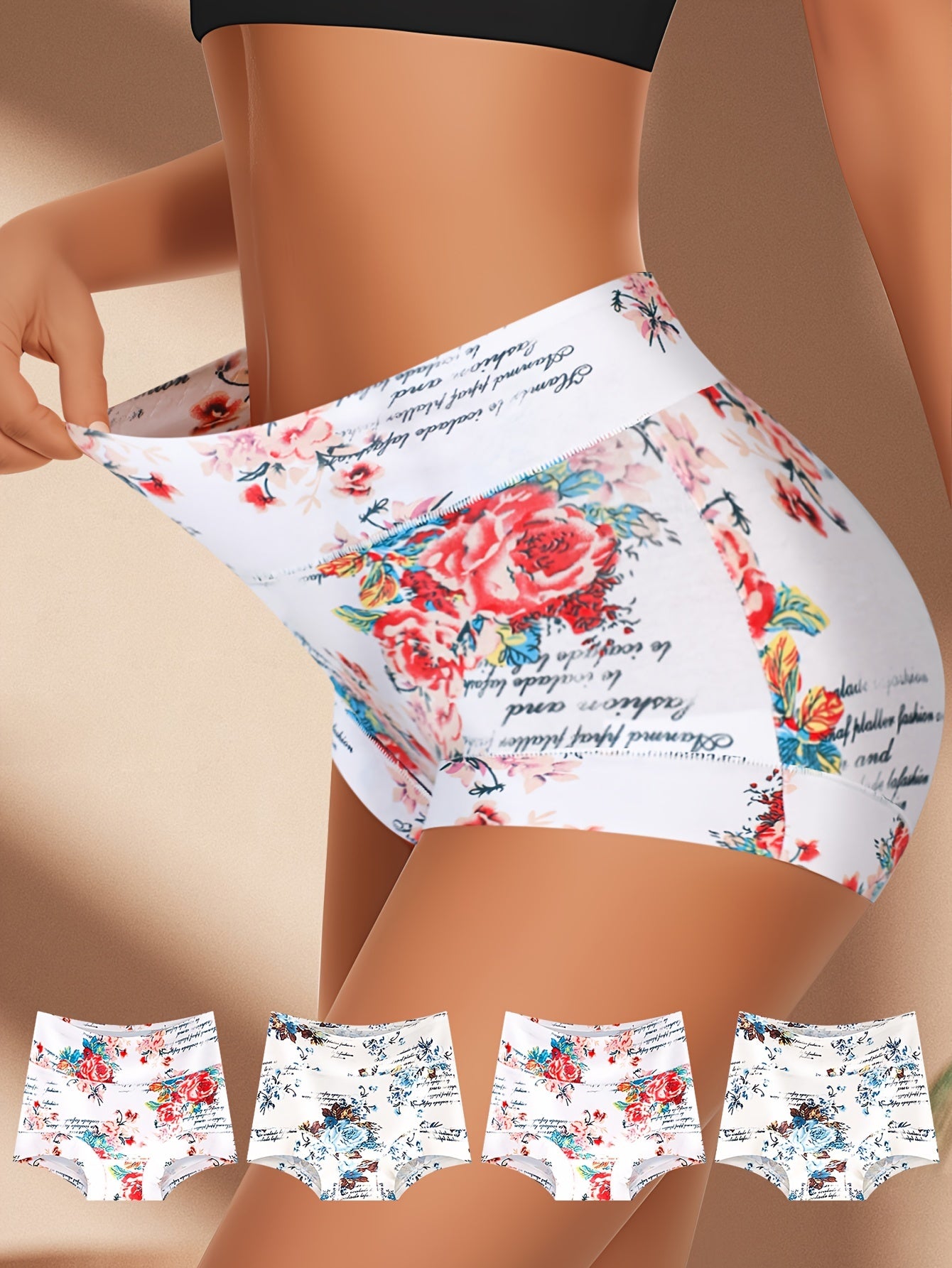 4pcs Soft Modal Triangle Panties - Breathable, Light Beige-Friendly, Comfortable Women's Underwear & Lingerie for Everyday High Waist Wear - Simple, Elegant Design